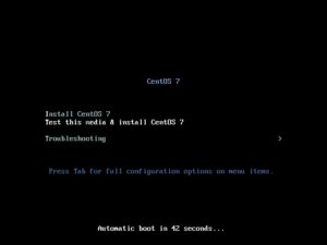 CentOS 7 DVD-ROMから起動直後の画面