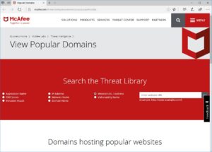 McAfee Search the Threat Library McAfeeのURL安全性評価サイトです