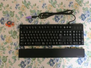 Owlteck 日本語109key メカニカル キーボード 赤軸 OWL-KB109CRE-BK 表面 キーボード本体 PS/2変換コネクタ パームレスト 交換用キー